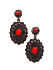 ER180525-04 Flower-Shaped Dangling Earring with Turquoise