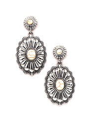 ER180525-04 Flower-Shaped Dangling Earring with Turquoise