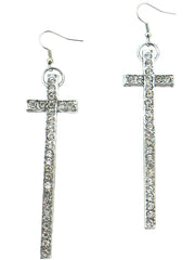 ERS170517-01 Long Cross Earring with AB Crystal