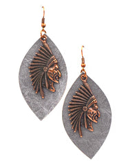 ERZ180905 01-08 Leaf Shape With Indian Head Earring