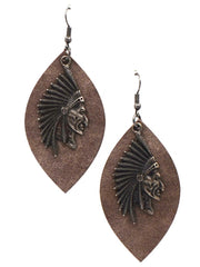 ERZ180905 01-08 Leaf Shape With Indian Head Earring