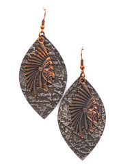 ERZ180905 01-08 Leaf Shape With Indian Head Earring
