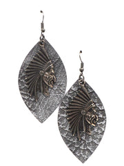 ERZ180905 01-08 Leaf Shape With Indian Head Earring