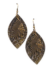 ERZ180905 01-08 Leaf Shape With Indian Head Earring