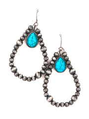 ERZ190825 13-16 Teardrop Navajo Bead Crystal Stone Dangling Earring