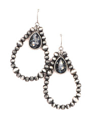 ERZ190825 13-16 Teardrop Navajo Bead Crystal Stone Dangling Earring