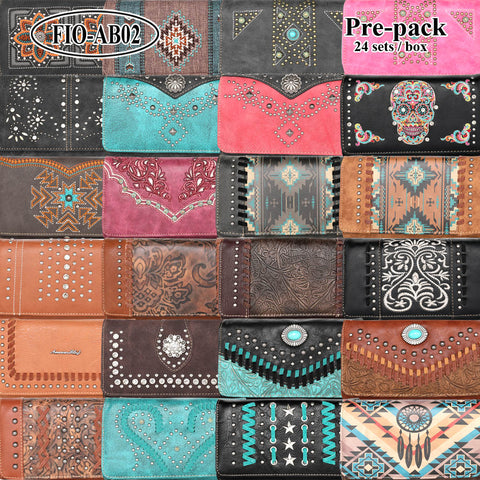 FIO-AB02  American Bling Wallet/Crossbody Pre-Pack Assorted Color (24PCS)