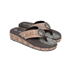 SEF11-S095 Montana West Aztec Tooled Wedge with Crosses Flip Flops By Case