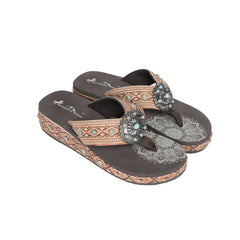 SEF11-S066 Montana West Aztec Tooled Wedge with Crosses Flip Flops By Case