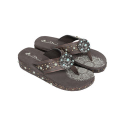 SEF11-S066 Montana West Aztec Tooled Wedge with Crosses Flip Flops By Case