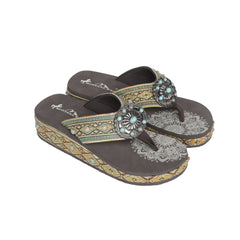SEF11-S066 Montana West Aztec Tooled Wedge with Crosses Flip Flops By Case