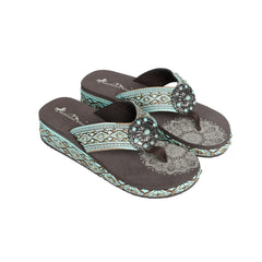 SEF11-S066 Montana West Aztec Tooled Wedge with Crosses Flip Flops By Case