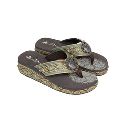 SEF11-S095 Montana West Aztec Tooled Wedge with Crosses Flip Flops By Case