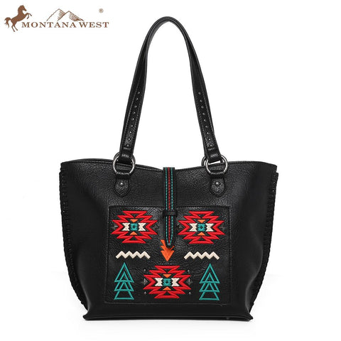 Wrangler Embroidered Aztec Concealed Carry Tote - Montana West World
