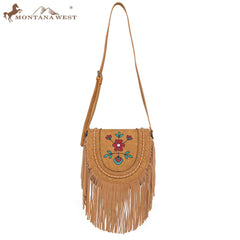 Wrangler Embroidered Floral Fringe Crossbody - Montana West World