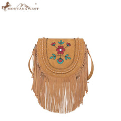 Wrangler Embroidered Floral Fringe Crossbody - Montana West World