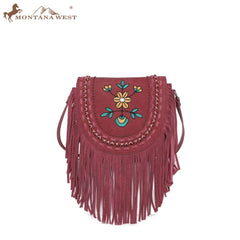 Wrangler Embroidered Floral Fringe Crossbody - Montana West World