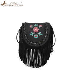 Wrangler Embroidered Floral Fringe Crossbody - Montana West World