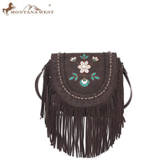 Wrangler Embroidered Floral Fringe Crossbody - Montana West World