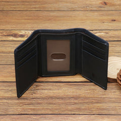 RFID-W003 Genuine Leather Men's Tri-Fold Wallet