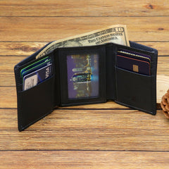 RFID-W003 Genuine Leather Men's Tri-Fold Wallet