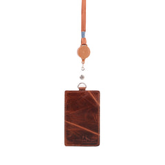 IDT-001  Montana West Real Leather Retractable ID Card Holder Reel Badge with Lanyard
