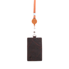 IDT-001  Montana West Real Leather Retractable ID Card Holder Reel Badge with Lanyard