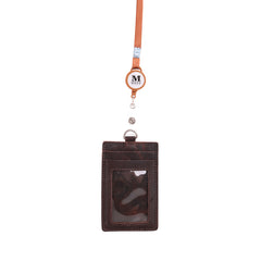 IDT-001  Montana West Real Leather Retractable ID Card Holder Reel Badge with Lanyard