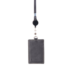 IDT-001  Montana West Real Leather Retractable ID Card Holder Reel Badge with Lanyard