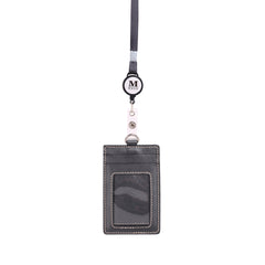 IDT-001  Montana West Real Leather Retractable ID Card Holder Reel Badge with Lanyard