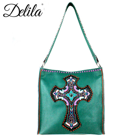 LAT-630C Delila 100% Genuine Leather Hand Embroidered Collection Tote Bag