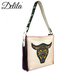 LAT-630L Delila 100% Genuine Leather Hand Embroidered Collection Tote Bag