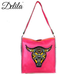 LAT-630L Delila 100% Genuine Leather Hand Embroidered Collection Tote Bag