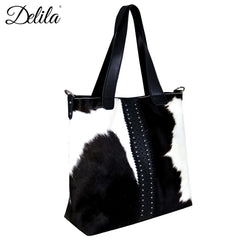 LEA-6036 Delila 100% Genuine Leather Hair-On Hide Collection Tote