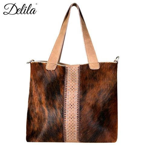 LEA-6036 Delila 100% Genuine Leather Hair-On Hide Collection Tote