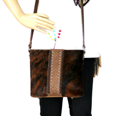 LEA-6039 Delila 100% Genuine Leather Hair-On Hide Collection Crossbody