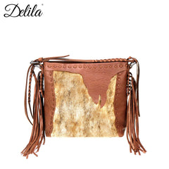 LEA-6050 Delila 100% Genuine Leather Hair-On Hide Collection Crossbody