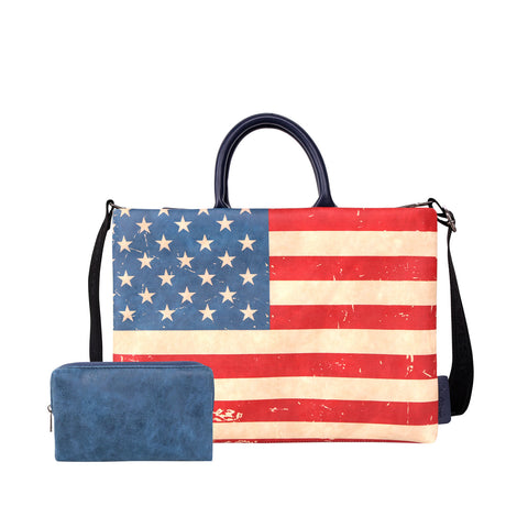 LPC-US01-13"  Montana West Waterproof US Flag Print Laptop Sleeve /Messenger Bag/Briefcase Computer Bag
