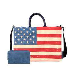 LPC-US01-15"  Montana West Waterproof US Flag Print Laptop Sleeve /Messenger Bag/Briefcase Computer Bag