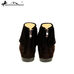 MBT-1904  Montana West Western Booties Genuine Hair-On Cowhide - Coffee By Size