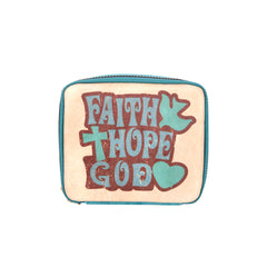 MW1001-193 Montana West Western Design Pill Box Travel Organizer/ Zippered Case "FAITH" Print
