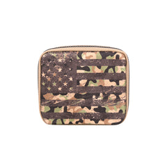 MW1002-193 Montana West Western Design Pill Box Travel Organizer/ Zippered Case Camo US Flag Print