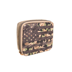 MW1002-193 Montana West Western Design Pill Box Travel Organizer/ Zippered Case Camo US Flag Print