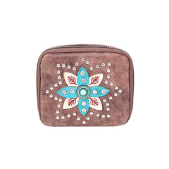 MW1014-193 Montana West Western Design Pill Box Travel Organizer/ Zippered Case Floral Embroidered