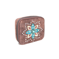 MW1014-193 Montana West Western Design Pill Box Travel Organizer/ Zippered Case Floral Embroidered