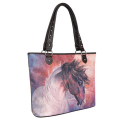 MWS1021-8112 Montana West Horse Canvas Tote Bag with Wristlet