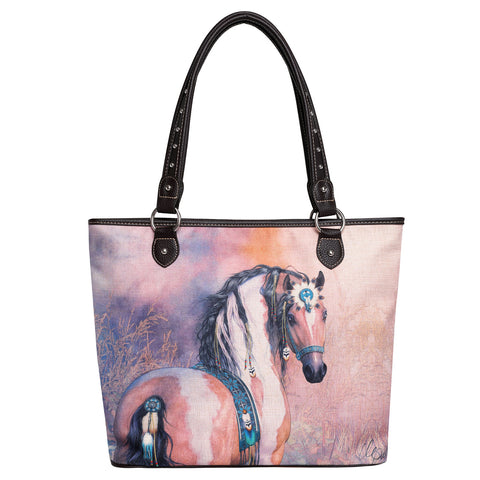 MWS1022-8112 Montana West Horse Canvas Tote Bag with Wristlet