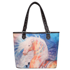 MWS1023-8112 Montana West Horse Canvas Tote Bag with Wristlet