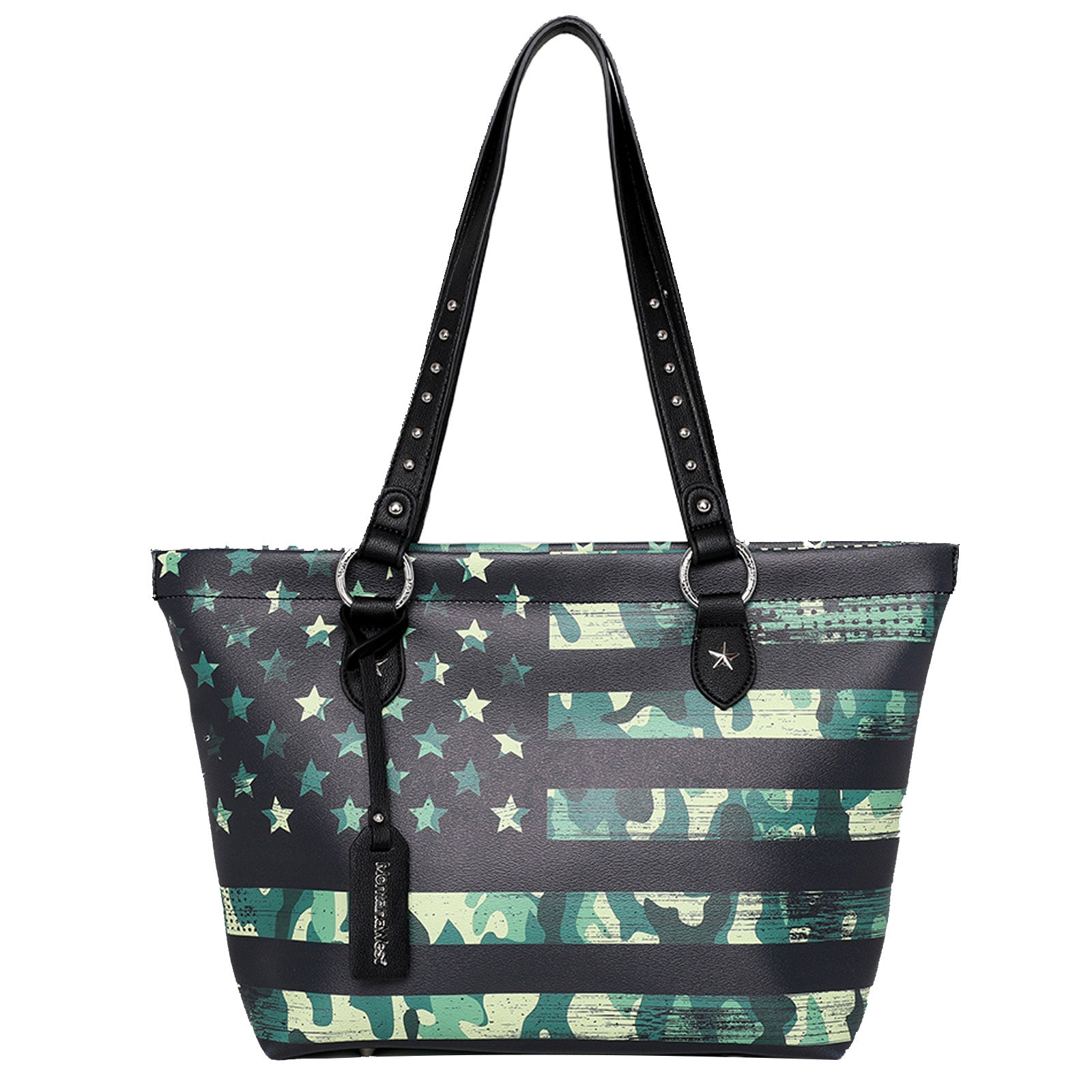 MW1035 8113 Montana West US Flag Design Tote Bag Black MONTANA WEST U.S.A