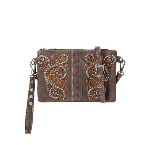 MW1076-181 Montana West Floral Embroidered Collection Clutch/Crossbody